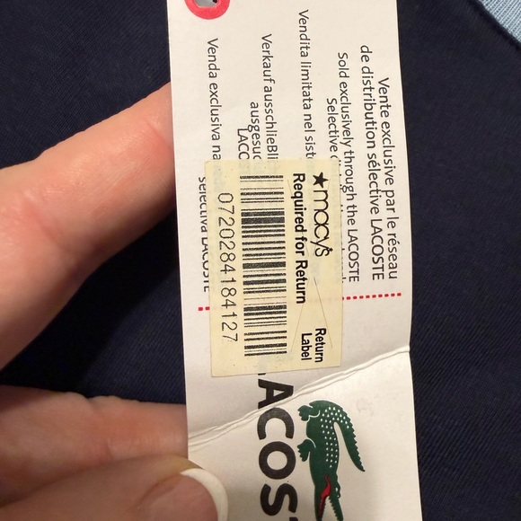 Lacoste Men's Dark Blue T-Shirt with Light Blue Accents - Picture 6 of 7